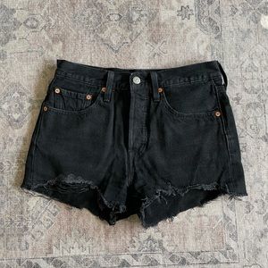 Levi’s 501 High Waisted Black Jean Shorts